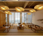 Bamboo Hand Weaving Pendant Lights 38cm Hanging LED Ceiling Lamp Chandelier Fixture Rattan Hand Craft Woven Home Bedroom Decor