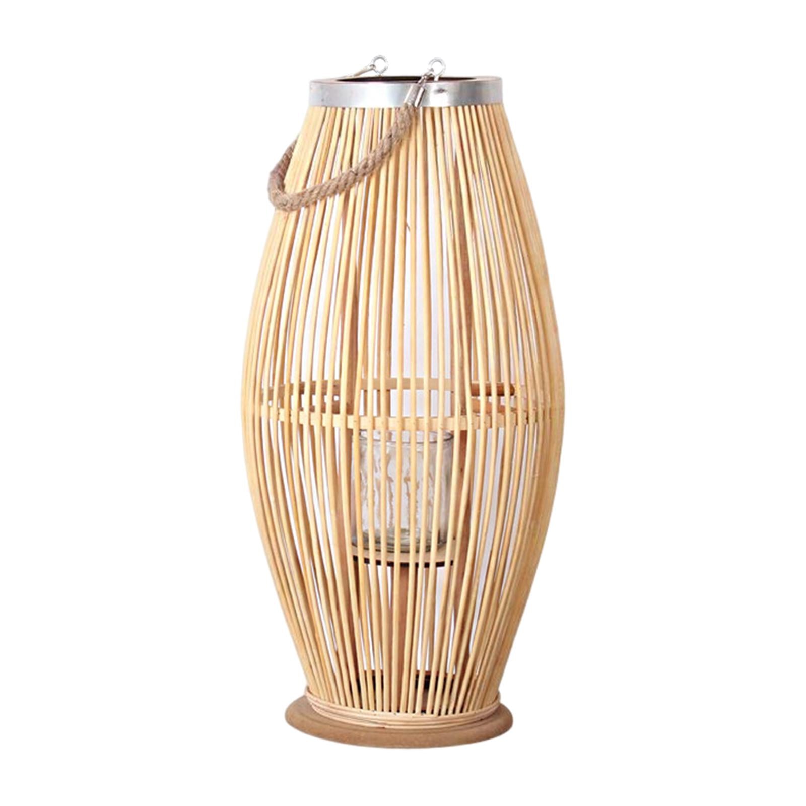 Bamboo Candle Holder Lantern Wind Lamp Nordic Candlestick Candle Stand Hanging for Indoor Outdoor Living Room Party Decorations