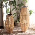 Bamboo Candle Holder Lantern Wind Lamp Nordic Candlestick Candle Stand Hanging for Indoor Outdoor Living Room Party Decorations