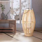 Bamboo Candle Holder Lantern Wind Lamp Nordic Candlestick Candle Stand Hanging for Indoor Outdoor Living Room Party Decorations