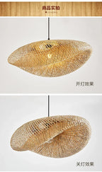 Bamboo Hand Weaving Pendant Lights 38cm Hanging LED Ceiling Lamp Chandelier Fixture Rattan Hand Craft Woven Home Bedroom Decor