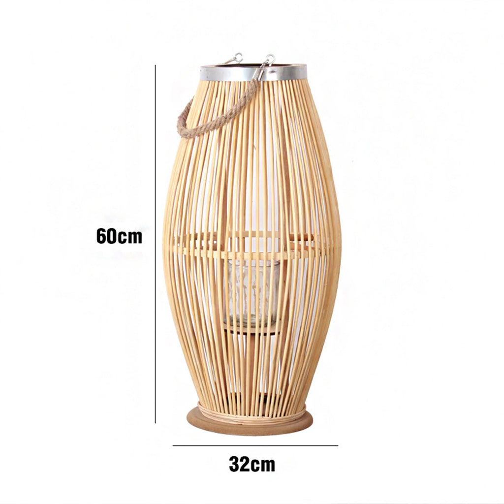 Bamboo Candle Holder Lantern Wind Lamp Nordic Candlestick Candle Stand Hanging for Indoor Outdoor Living Room Party Decorations