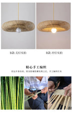 Bamboo Hand Weaving Pendant Lights 38cm Hanging LED Ceiling Lamp Chandelier Fixture Rattan Hand Craft Woven Home Bedroom Decor